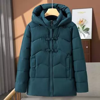 Зимняя парка для женщин среднего возраста с капюшоном, повседневные пальто больших размеров для женщин, толстая теплая куртка 2XL красный