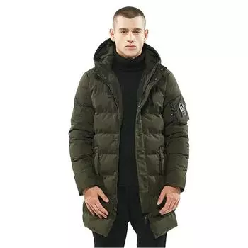 Зимняя парка с капюшоном, стеганая ветровка, длинное толстое стеганое пальто, теплая куртка-парка для мужчин M чёрный