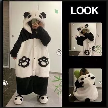 Зимняя пижама женская клубничная мультяшная с капюшоном длинная куртка халат милая одежда пижамы кавайная фланель теплая S