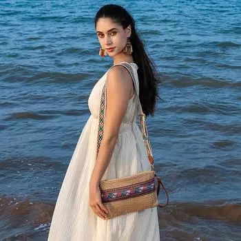 Зимняя плетеная соломенная сумка для пляжного отдыха, сумка через плечо для шопинга, маленькая сумка через плечо, женская сумка-мессенджер для женщин, для отдыха на море, плетеные сумки из ветровой ткани