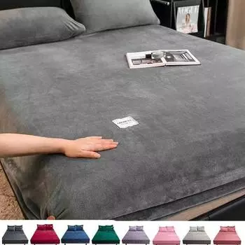 Зимняя плюшевая эластичная простыня на двуспальной кровати, мягкое теплое бархатное покрывало, наматрасник, защита для постельного белья, Twin Queen King 90cmx200cm Only a Sheet