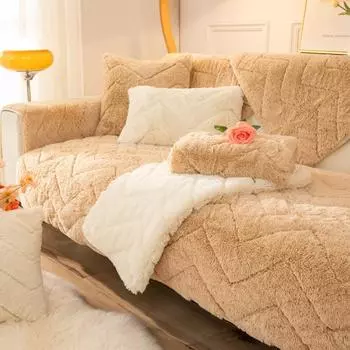 Зимняя плюшевая диванная подушка простая зимняя утолщенная подушка нескользящая скандинавская простая полностью покрытая тканью 70*70cm