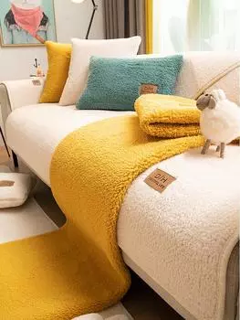 Зимняя плюшевая кожаная подушка для дивана, зимняя утолщенная подушка из овечьей шерсти, новая нескользящая высококачественная крышка для дивана, полотенце 70*70CM