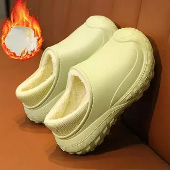 Зимняя плюшевая обувь для пар из хлопка, зимние ботинки, водонепроницаемые мужские и женские тапочки 2024 года, домашняя обувь для дома 36-37 серый