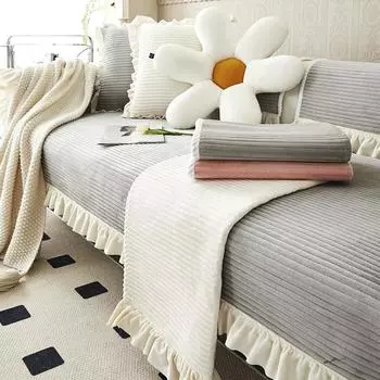 Зимняя плюшевая подушка для дивана на все времена года, нескользящая, простая, современная, с полным покрытием, утолщенное тканевое полотенце. 70*70cm