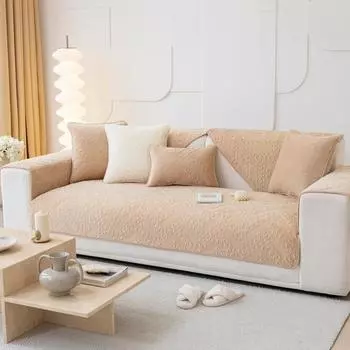 Зимняя плюшевая подушка для дивана, нескользящая утолщенная осенне-зимняя подушка, белый кожаный чехол для дивана, тканевый чехол 70*70cm