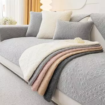 Зимняя плюшевая подушка для дивана, нескользящая, утолщенная, осенне-зимняя подушка, серый кожаный чехол для дивана, ткань 70*70cm