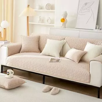 Зимняя плюшевая подушка для дивана, однотонная, кремового цвета, чехол для дивана с изображением медведя из мультфильма, теплая, нескользящая, зимняя подушка 70*70cm