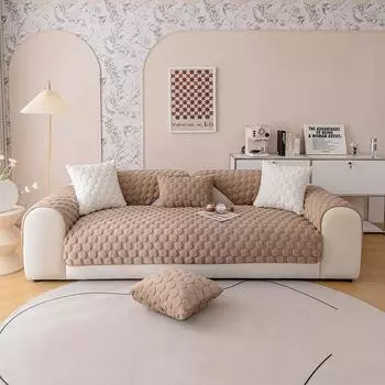 Зимняя плюшевая подушка для дивана с кроликом, утолщенная флисовая подушка, Нескользящий кожаный чехол для дивана, новый скандинавский чехол, полотенце 70*70