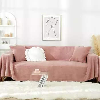 Зимняя плюшевая подушка для дивана с кроликом. Утолщенная нескользящая высококачественная подушка Nordic Simple Generation с универсальным чехлом для дивана. Полотенце. 180*130