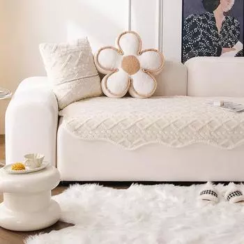 Зимняя плюшевая подушка для дивана специальной формы Four Seasons Universal Non-Slip Straight Row Special Cushion Sofa Cover Fabric 80*90cm