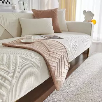 Зимняя плюшевая подушка для дивана, утолщенная нескользящая высококачественная кожаная подушка для дивана, простая подушка для осени и зимы Pillow case бежевый