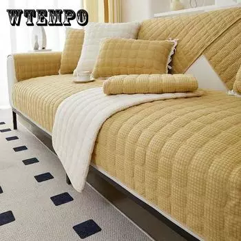 Зимняя плюшевая подушка для дивана, утолщенная нескользящая подушка для сиденья, зимний плюшевый чехол для дивана, шарф 70*50cm