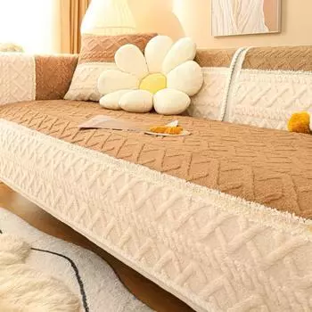 Зимняя плюшевая подушка для дивана, утолщенная подушка для сидения, Нескользящий кожаный чехол для дивана, современный простой тканевый чехол для дивана, новая гостиная 70*70cm