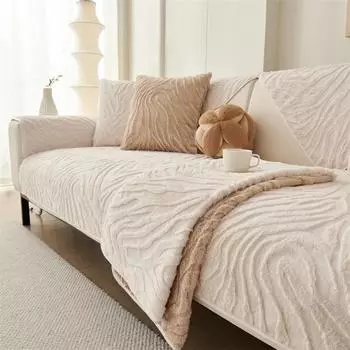 Зимняя плюшевая подушка для дивана, утолщенный противоскользящий чехол для дивана, теплый полотенце, L-образный универсальный чехол для дивана для украшения гостиной 70x70