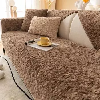 Зимняя плюшевая подушка для дивана, зимнее противоскользящее утолщенное полотенце для спинки подлокотника, простой современный чехол для дивана, ткань для защиты от пыли 60x60cm