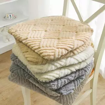 Зимняя плюшевая подушка для обеденного стула в форме подковы, утолщенная для тепла, съемная и моющаяся квадратная подушка для стула, нескользящая подушка 40x43cm