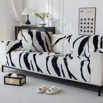 Зимняя плюшевая полосатая диванная подушка, новый всесезонный чехол для дивана из кроличьего бархата, теплая бархатная подушка 70*70cm