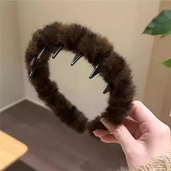 Зимняя плюшевая повязка на голову с леопардовым принтом и зубами для женщин, милое украшение для волос, ободок, резинка для волос, повязка на голову, модные аксессуары для волос