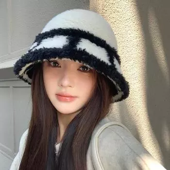 Зимняя плюшевая шапка женская теплая защита ушей панама большая окружность головы показывает маленькое лицо универсальная сращиваемая панама