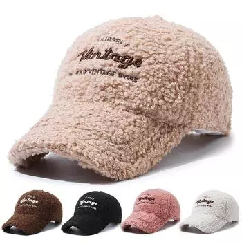 Зимняя плюшевая теплая бейсболка с вышитыми буквами, женская толстая кепка белый