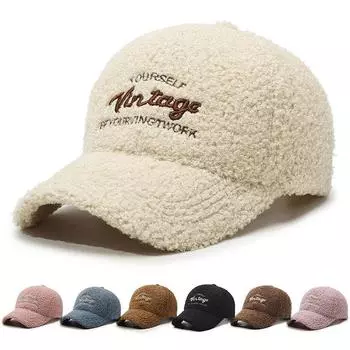 Зимняя плюшевая теплая бейсболка с вышитыми буквами, детская зимняя универсальная кепка для лица Adjustable розовый