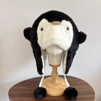 Зимняя плюшевая теплая лыжная плюшевая шапка универсальная шапка Lei Feng прилив милая мультяшная шапка с ушками пингвина для детей M56-58cm серый