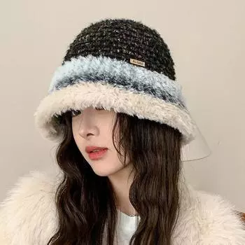 Зимняя плюшевая теплая защитная шапка для ушей, женская, подходящая по цвету, кепка-ведро, большая окружность головы, кепка рыбака хаки