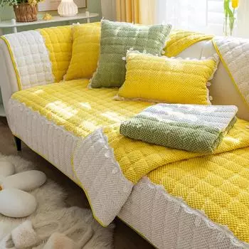 Зимняя плюшевая утолщенная диванная подушка, Нескользящий чехол для дивана, современный минималистичный чехол, полотенце, четыре сезона, дышащая гостиная 70*70cm