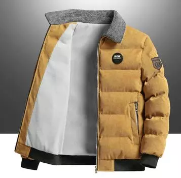 Зимняя плюшевая вельветовая куртка с толстыми лацканами для мужчин, молодежная теплая куртка, городская куртка M