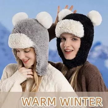 Зимняя плюшевая защитная шапка для ушей, женская морозостойкая бархатная утолщенная теплая шапка, уличная кепка для бега, пешего туризма, лыжная кепка, шапочки Skullies серый