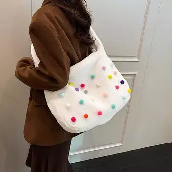 Зимняя плюшевая женская сумка 2023, осень/зима, новая мода, большая вместительная плюшевая сумка на плечо, повседневная универсальная сумка-тоут