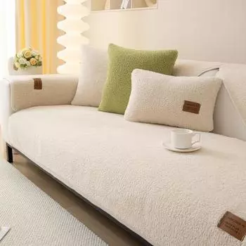 Зимняя подушка для дивана из овчины, нескользящая плюшевая подушка, простой современный чехол для дивана, ткань 70X70