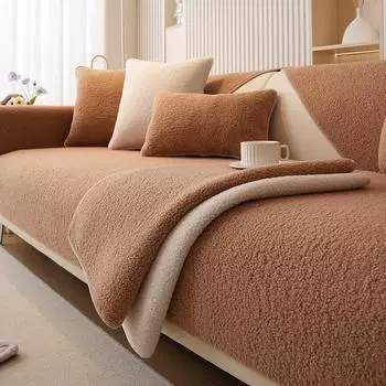 Зимняя подушка для дивана, плюшевые новые нескользящие подушки для сиденья, простые современные однотонные чехлы для диванов, ткань 70*70cm