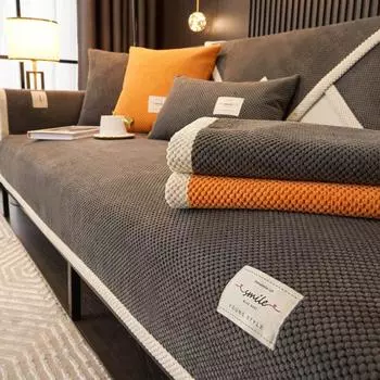 Зимняя подушка для дивана, утолщенная флисовая Нескользящая, полный комплект, теплый флисовый простой чехол для дивана, чехол на спинку, полотенце 70*70