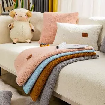 Зимняя подушка для дивана, утолщенный флис, нескользящие подушки для сидений, простой современный теплый чехол для дивана, чехол 70*70cm