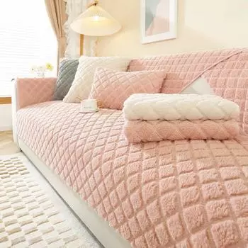 Зимняя подушка для дивана, утолщенный нескользящий чехол на сиденье из овечьей шерсти, меховой чехол для дивана, полотенце, ткань высокого качества 70*70cm