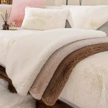 Зимняя подушка для дивана, высококачественный чехол из кроличьего меха, Нескользящий утолщенный флисовый чехол для дивана, легкий роскошный чехол для подушки, зимнее полотенце 70*70
