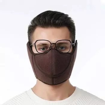Зимняя полумаска для езды на велосипеде, кемпинга, лыж, маска для лица, флисовая теплая маска, наушники, открытая дышащая маска, ветрозащитная утеплитель для шеи Coffee