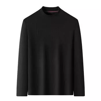 Зимняя полуводолазка из немецкого бархата с микро-эластичной отделкой и длинными рукавами, молодежная легкая роскошная повседневная теплая футболка без необходимости глажки S чёрный