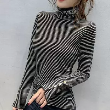 Зимняя полуводолазка с буквенным принтом, пуловер, женский тонкий теплый эластичный низ, рубашка XL