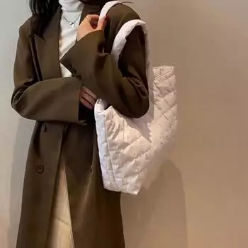 Зимняя портативная сумка-тоут большой вместимости, теплая хлопковая сумка на плечо с подкладкой, модные женские сумки с ручками сверху 37x12x29cm зелёный