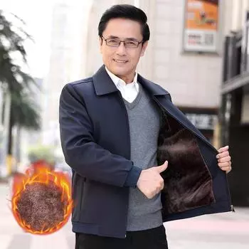 Зимняя повседневная куртка для папы, мужская новая флисовая утолщенная деловая куртка, одежда для людей среднего и пожилого возраста M