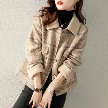 Зимняя повседневная куртка с небольшим ароматом и лацканами, короткая утолщенная теплая женская куртка S