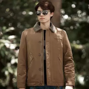 Зимняя повседневная мужская флисовая куртка с утолщенными лацканами для среднего возраста с хлопковой подкладкой, свободная одежда из овечьей шерсти и хлопка M