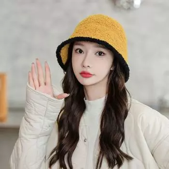 Зимняя повседневная шерстяная теплая эластичная женская шапка в корейском стиле, толстая панама, вязаная шапка black