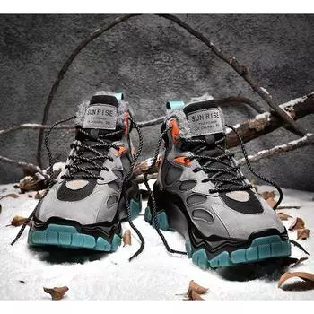 Зимняя повседневная спортивная мужская обувь зимние ботинки нескользящая обувь мужская утепленная хлопковая обувь 39 чёрный