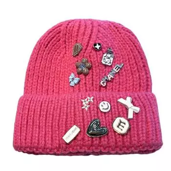 Зимняя повседневная теплая шапка-бини однотонная женская шапка модная милая вязаная шапка-чепчик M56-58cm