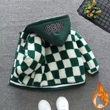 Зимняя повседневная толстовка с капюшоном и карманом на молнии для мальчиков, детская 80cm чёрный