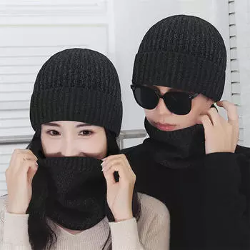 Зимняя простая однотонная бархатная теплая шапка, модная и универсальная, вязаная шапка для езды на велосипеде, ветрозащитная и холодная шапка-шарф One Size